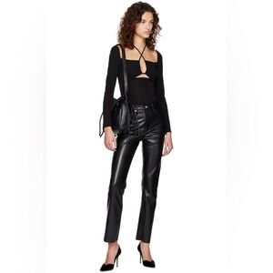 Frame Le High n Tight straight in black recycled leather edgy coachella moto